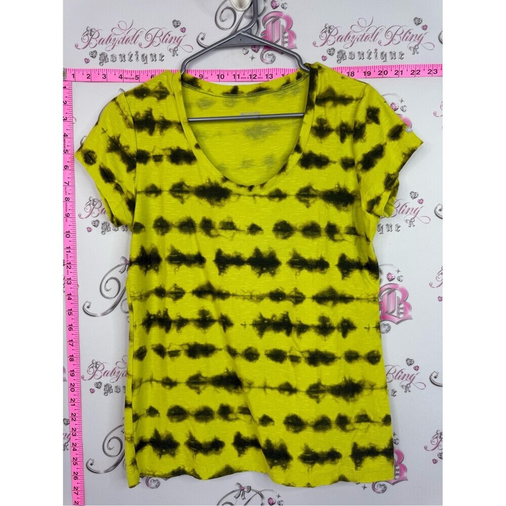 Columbia T-shirt Women's Tie-Dye V-Neck Short Sleeve Tee green Yellow & Black